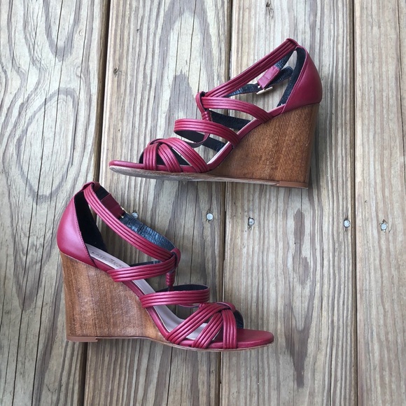 cute red wedge sandals